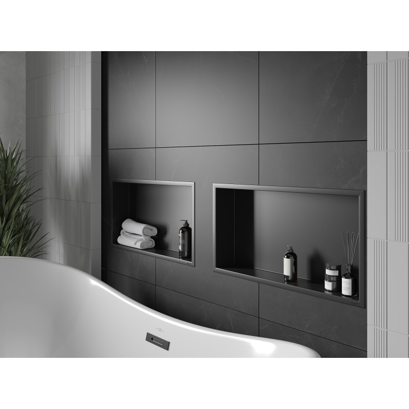 Mexen X-Wall-R recessed shelf with flange 60 x 30 cm, black - 1970603010