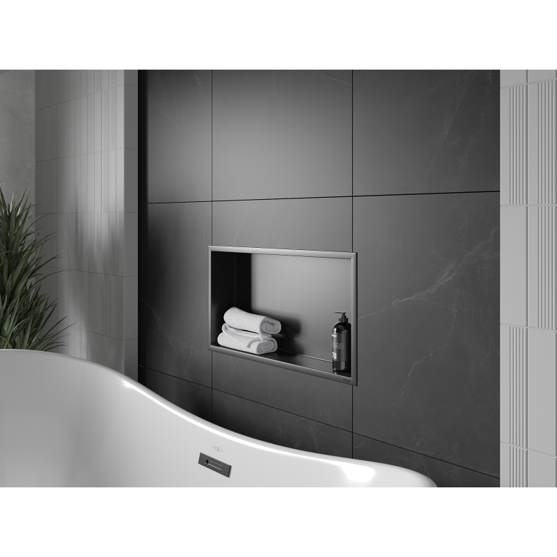 Mexen X-Wall-R recessed shelf with flange 60 x 30 cm, black - 1970603010