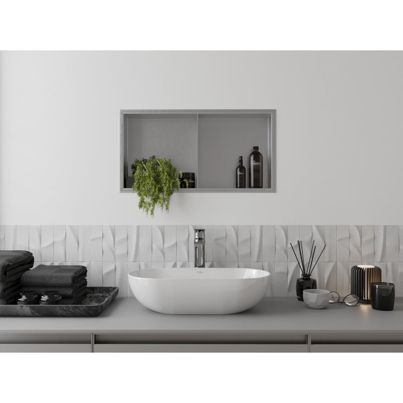 Mexen X-Wall-R recessed shelf with flange and shelf 60 x 30 cm, inox - 1910603010S