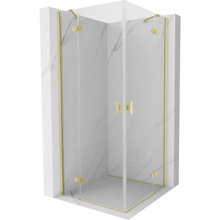 Mexen Mist-H Duo hinged shower enclosure 70 x 70 cm, transparent, brushed gold - 8A5-070L-070P-55-00