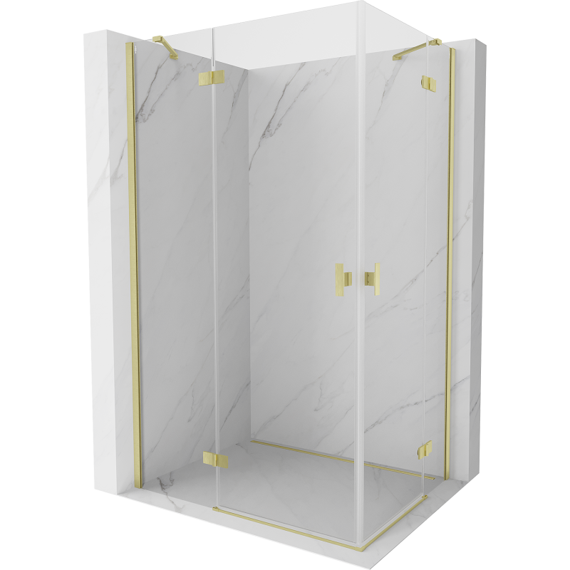 Mexen Mist H Duo shower enclosure hinged 80 x 70 cm, transparent, brushed gold - 8A5-080L-070P-55-00