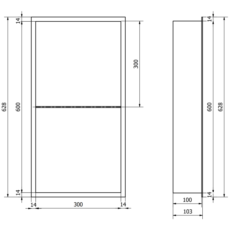 Mexen X-Wall-R niche shelf with flange and shelf 60 x 30 cm, white - 1920603010S