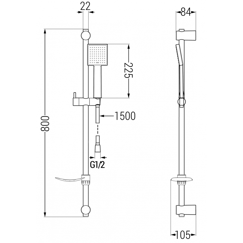 Mexen DF45 gold sliding shower set - 785454582-50