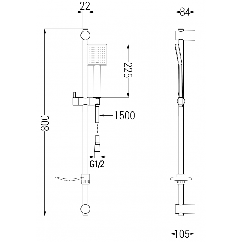 Mexen DF45 sliding shower set, gold - 785454582-50