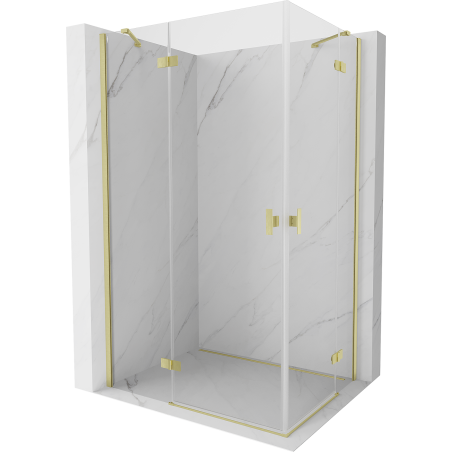 Mexen Mist-H Duo shower cabin hinged left 80 x 75 cm, transparent, brushed gold - 8A5-080L-075P-50-00 - 8A5-080L-075P-55-00