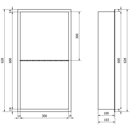 Mexen X-Wall-R shower niche with flange and shelf 60 x 30 cm, Gold - 1950603010S