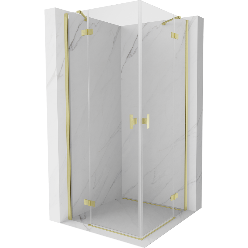 Mexen Mist-H Duo hinged shower cabin 85 x 85 cm, transparent, brushed gold - 8A5-085L-085P-55-00