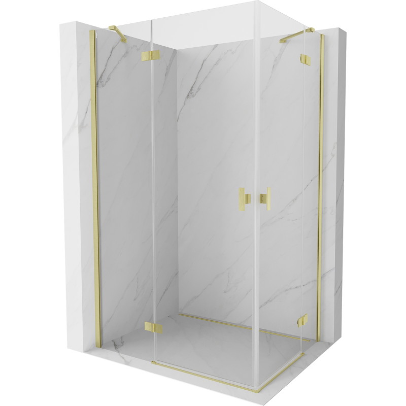 Mexen Mist-H Duo Swing Shower Cabin Left 100 x 90 cm, Transparent, Brushed Gold - 8A5-100L-090P-55-00