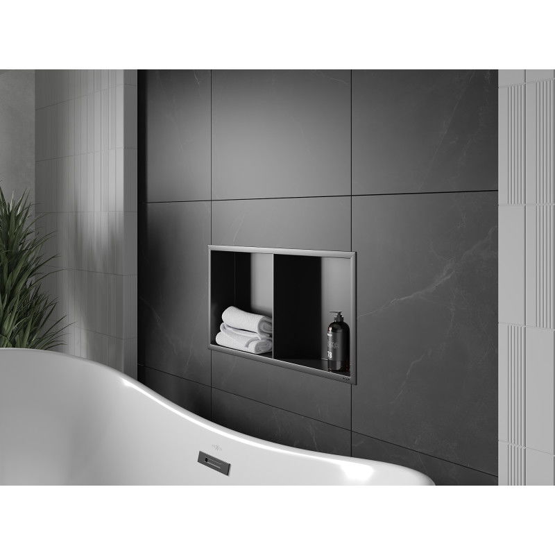 Mexen X-Wall-R recessed shelf with flange and shelf 60 x 30 cm, black - 1970603010S