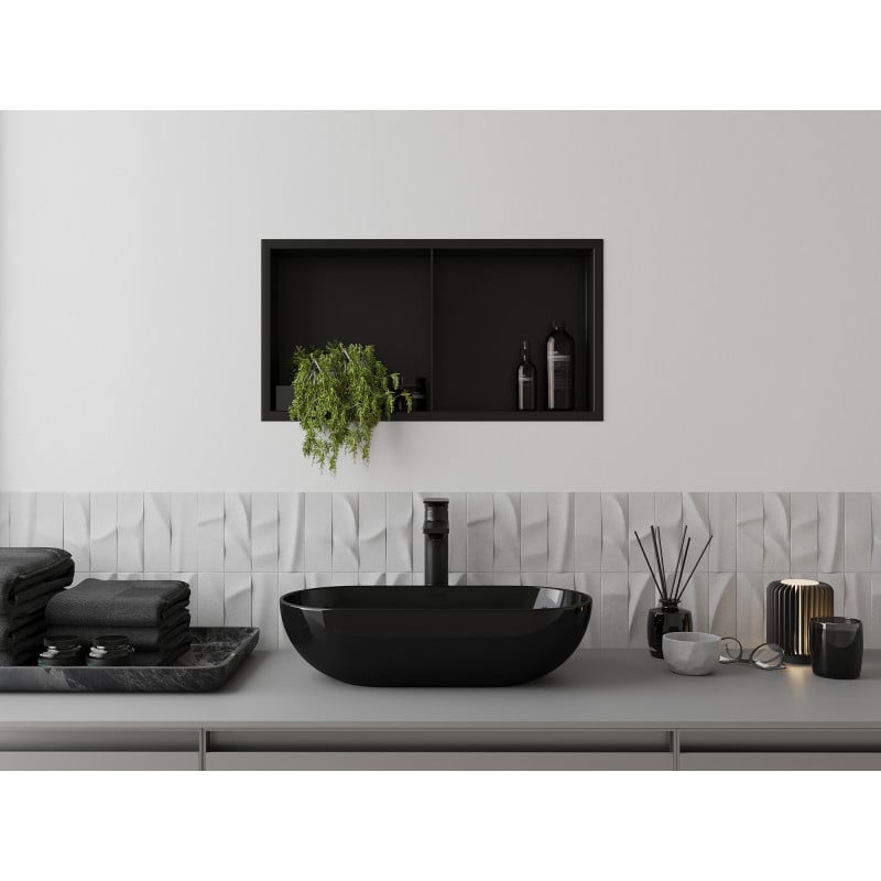 Mexen X-Wall-R recessed shelf with flange and shelf 60 x 30 cm, black - 1970603010S