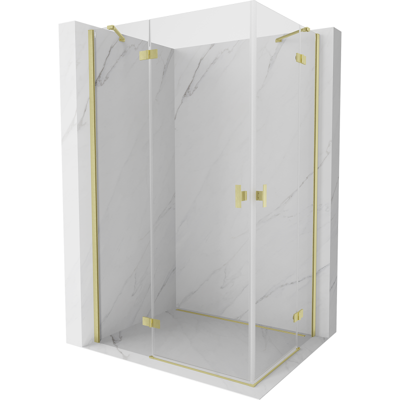 Mexen Mist-H Duo left pivot shower enclosure 115 x 95 cm, transparent, brushed gold - 8A5-115L-095P-55-00