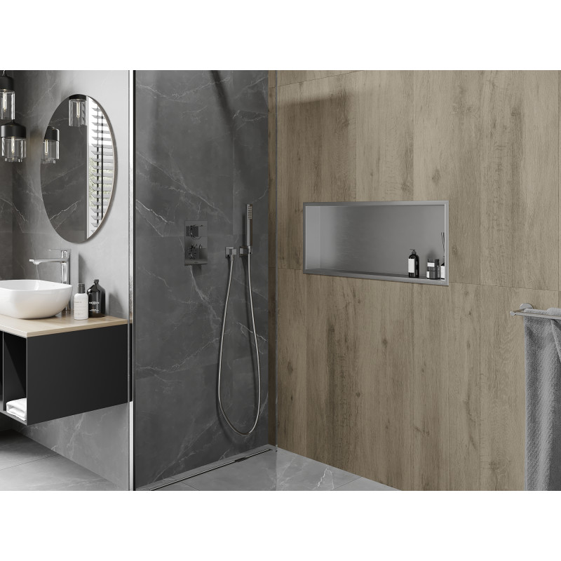 Mexen X-Wall-R niche shelf with flange 75 x 30 cm, inox - 1910753010