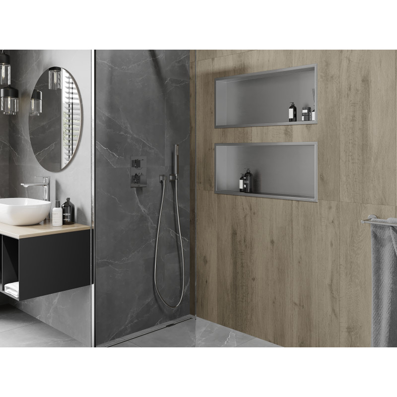 Mexen X-Wall-R niche shelf with flange 75 x 30 cm, inox - 1910753010