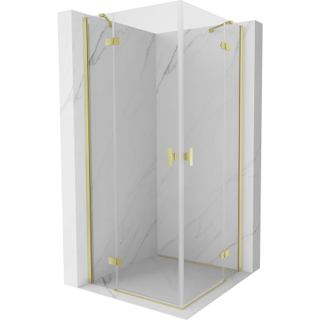 Mexen Mist-H Duo Hinged Shower Enclosure 105 x 105 cm, Transparent, Brushed Gold - 8A5-105L-105P-55-00