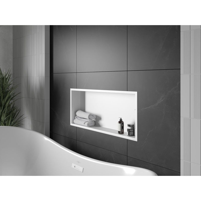 Mexen X-Wall-R recessed shelf with flange 75 x 30 cm, white - 1920753010