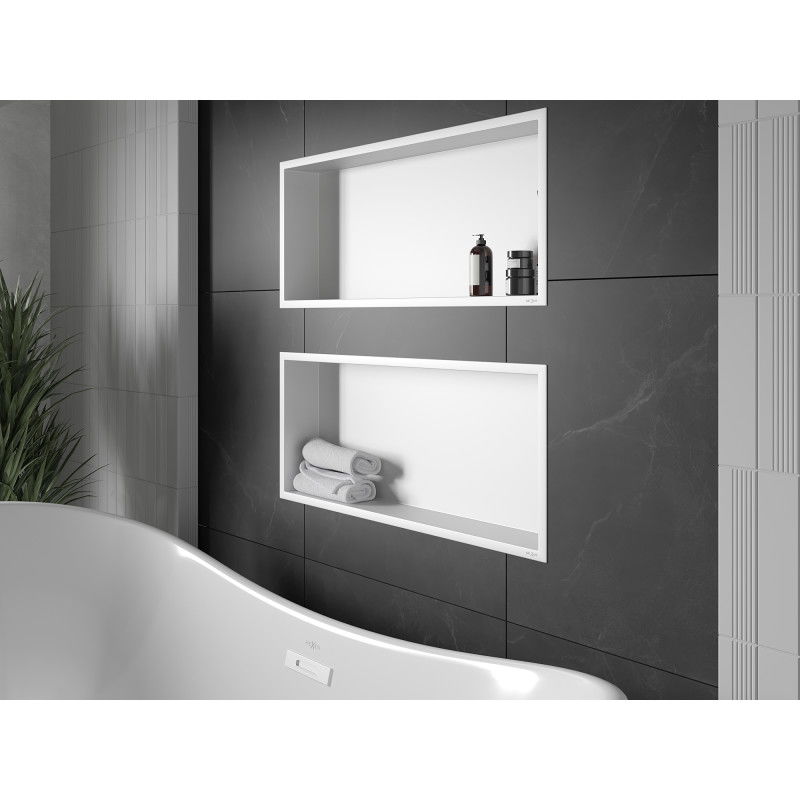 Mexen X-Wall-R recessed shelf with flange 75 x 30 cm, white - 1920753010