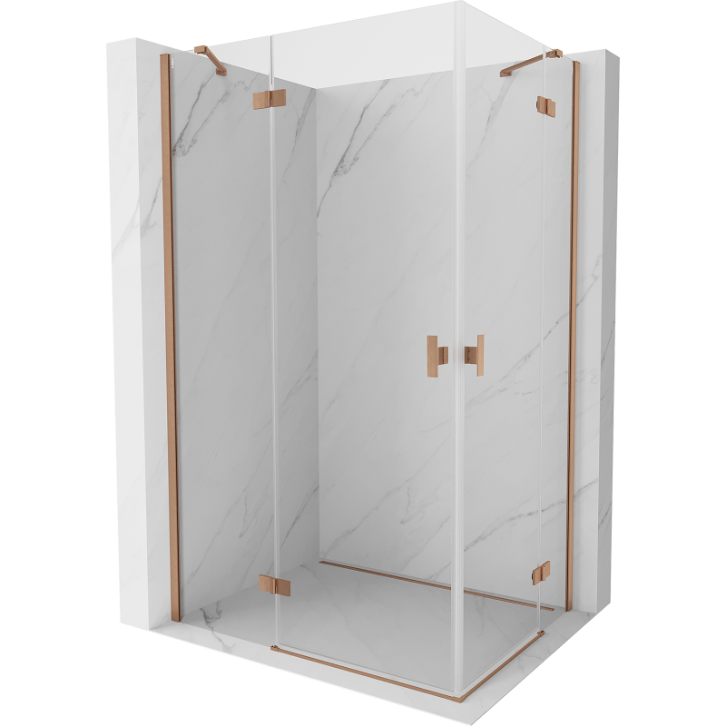 Mexen Mist-H Duo Hinged Shower Enclosure Left 85 x 75 cm, Transparent, Brushed Copper - 8A5-085L-075P-65-00