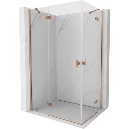 Mexen Mist-H Duo left hinged shower enclosure 110 x 75 cm, transparent, brushed copper - 8A5-110L-075P-65-00