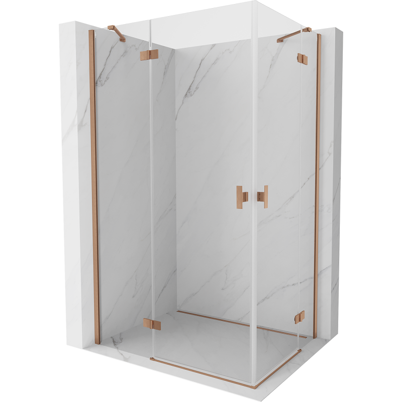 Mexen Mist-H Duo Left Hinged Shower Enclosure 120 x 75 cm, Transparent, Brushed Copper - 8A5-120L-075P-65-00