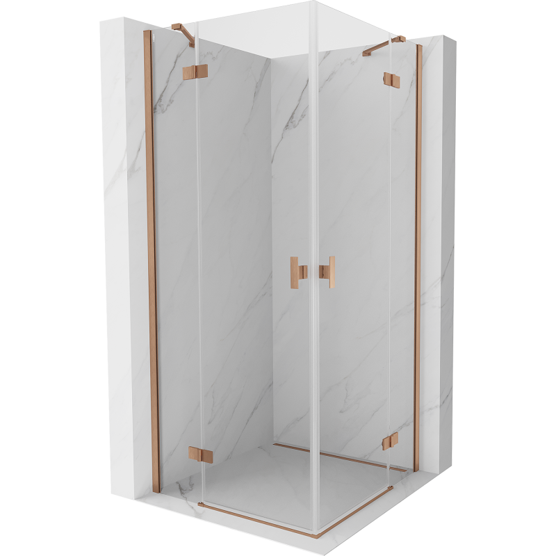 Mexen Mist-H Duo Hinged Shower Cabin 80 x 80 cm, Transparent, Brushed Copper - 8A5-080L-080P-65-00