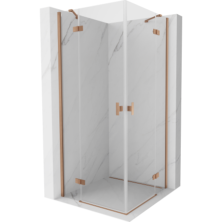 Mexen Mist-H Duo Hinged Shower Cabin 80 x 80 cm, Transparent, Brushed Copper - 8A5-080L-080P-65-00