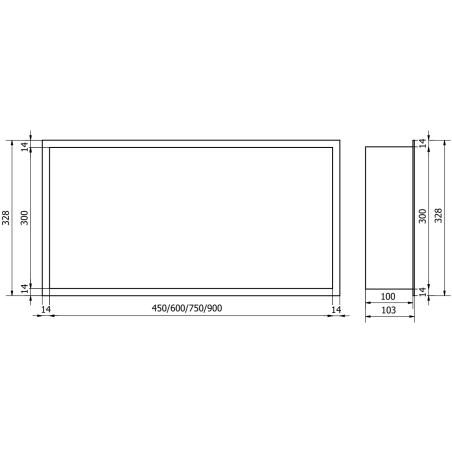 Mexen X-Wall-R shower niche with flange 75 x 30 cm, Gold - 1950753010