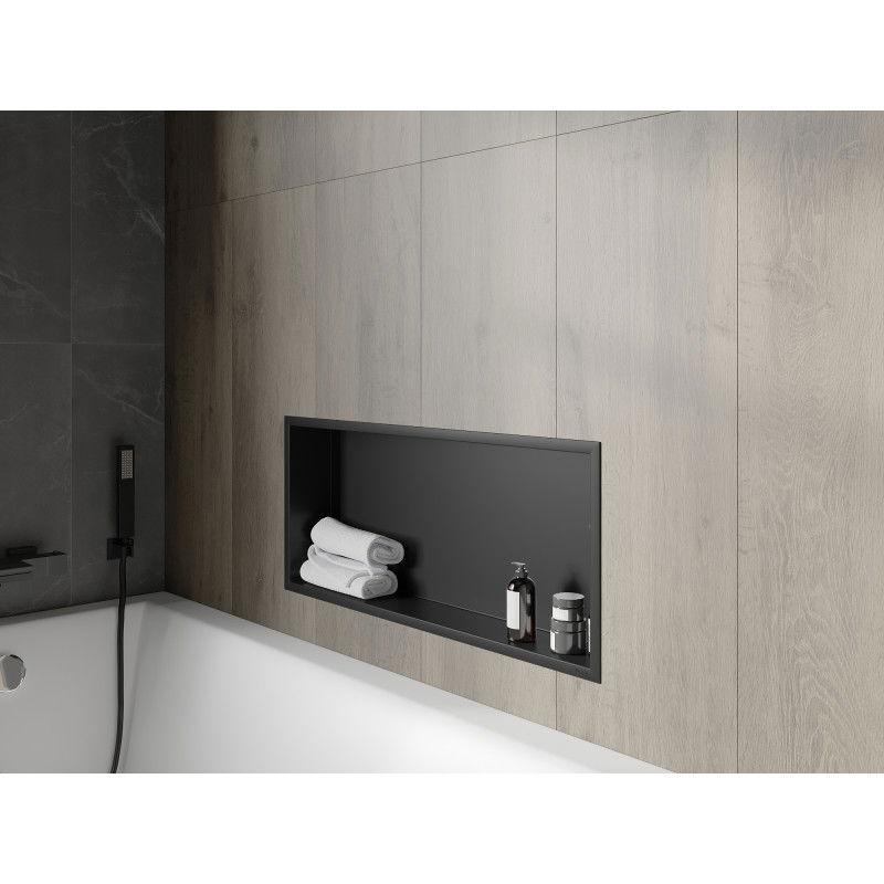Mexen X-Wall-R recessed shelf with flange 75 x 30 cm, black - 1970753010