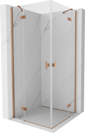 Mexen Mist H Duo pivot shower cabin 100 x 100 cm, transparent, brushed copper - 8A5-100L-100P-65-00