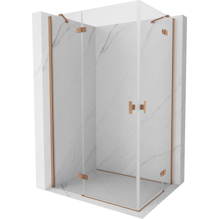 Mexen Mist-H Duo Left Pivot Shower Enclosure 110 x 100 cm, Transparent, Brushed Copper - 8A5-110L-100P-65-00