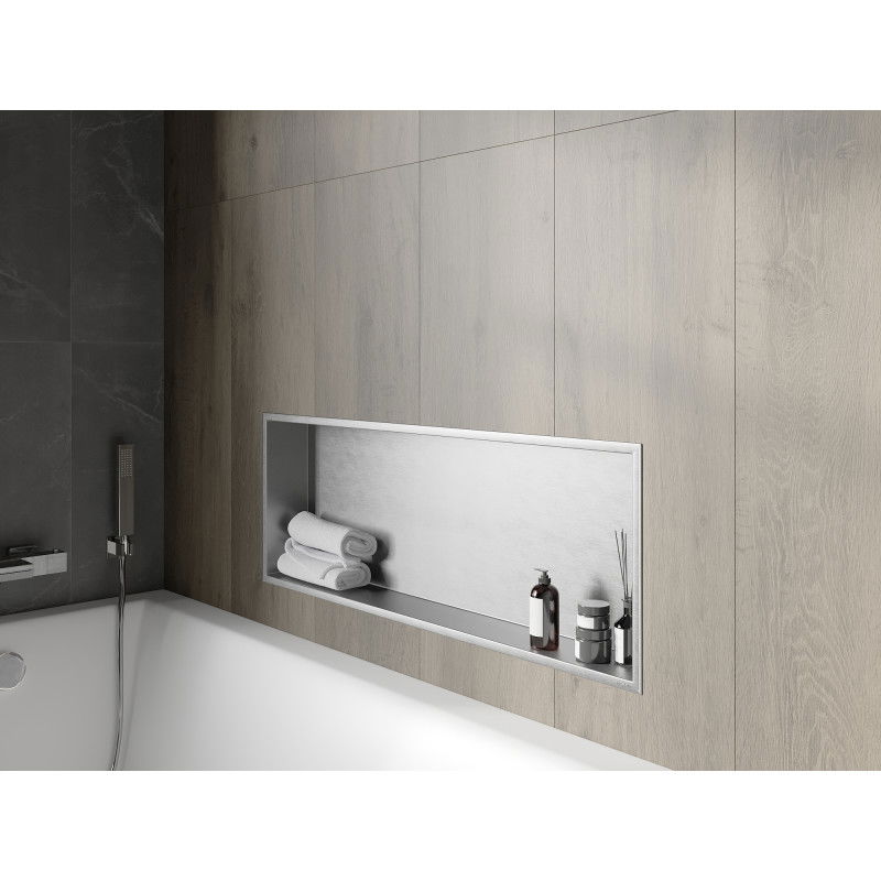 Mexen X-Wall-R recessed shelf with flange 90 x 30 cm, inox - 1910903010