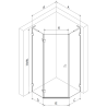 Mexen Lunar L pentagonal shower enclosure hinged left 100 x 100 cm, transparent, chrome - 831L-100L-100P-01-00-L