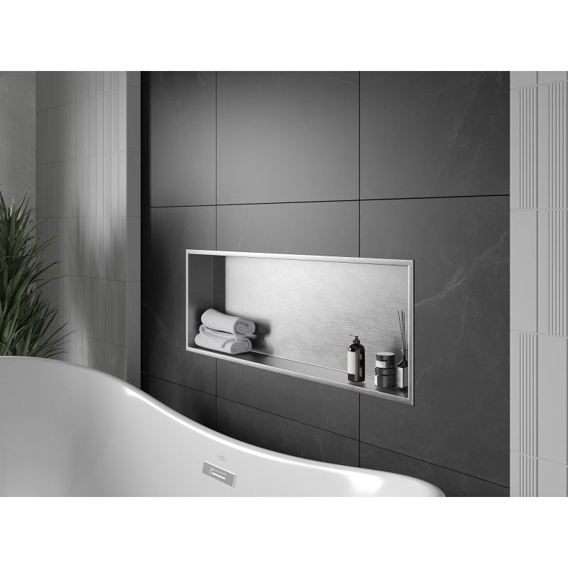 Mexen X-Wall-R recessed shelf with flange 90 x 30 cm, inox - 1910903010