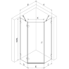 Mexen Lunar pentagonal left hinged shower enclosure 100 x 100 cm, transparent, brushed nickel - 831-100L-100P-97-00-L