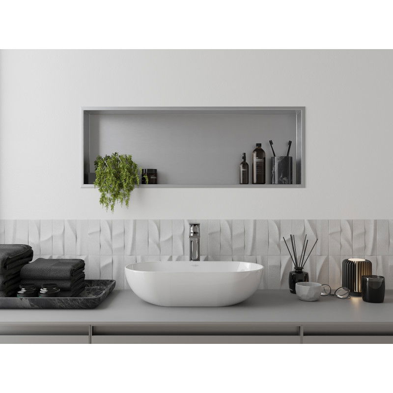 Mexen X-Wall-R recessed shelf with flange 90 x 30 cm, inox - 1910903010