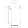 Mexen Lunar pentagonal shower cabin hinged left 100 x 100 cm, transparent, chrome - 831-100L-100P-01-00-L