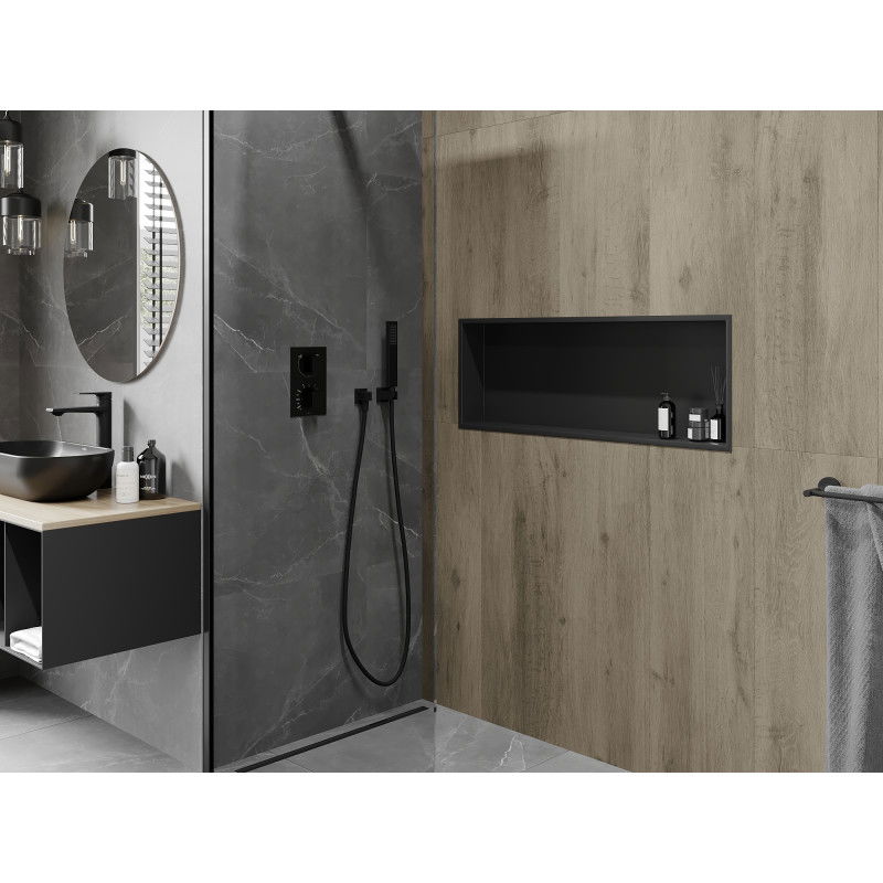 Mexen X-Wall-R recessed shelf with flange 90 x 30 cm, black - 1970903010