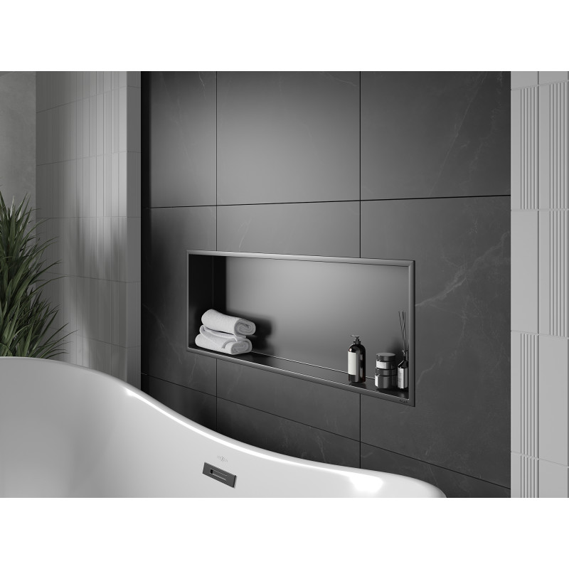 Mexen X-Wall-R niche shelf with flange 90 x 30 cm, black - 1970903010