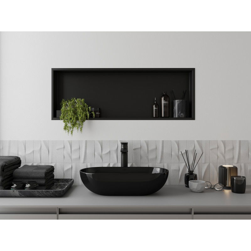 Mexen X-Wall-R recessed shelf with flange 90 x 30 cm, black - 1970903010