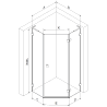 Mexen Lunar L pentagonal pivot shower enclosure right 100x100 cm transparent gun gray brushed - 831L-100P-100L-66-00-P