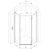 Mexen Lunar L pentagonal right hinged shower cabin 80 x 80 cm, transparent, black - 831L-080P-080L-70-00-P
