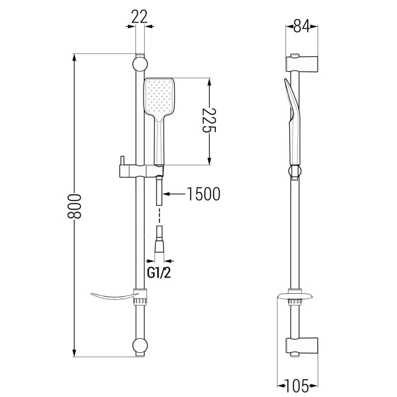 Mexen DF62 sliding shower set, brushed gun gray - 785624582-66