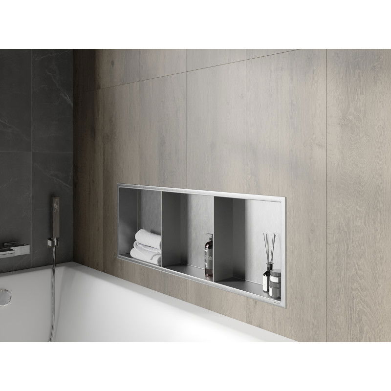 Mexen X-Wall-R recessed shelf with flange and shelf 90 x 30 cm, inox - 1910903010S