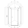 Mexen Lunar Pentagonal Right Swing Shower Enclosure 100 x 100 cm, Transparent, Black - 831-100P-100L-70-00-P