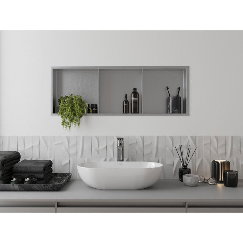 Mexen X-Wall-R recessed shelf with flange and shelf 90 x 30 cm, inox - 1910903010S