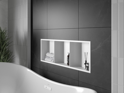 Mexen X-Wall-R shower niche with flange and shelf 90 x 30 cm, White - 1920903010S