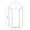 Mexen Lunar Pentagonal Right Hinged Shower Enclosure 80 x 80 cm, Transparent, Gold - 831-080P-080L-50-00-P