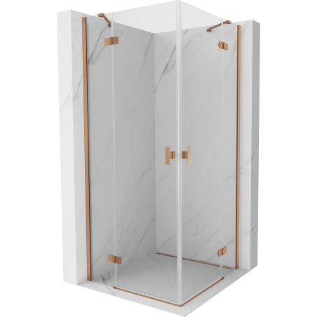 Mexen Mist H Duo hinged shower cabin 115 x 115 cm, transparent, brushed copper - 8A5-115L-115P-65-00