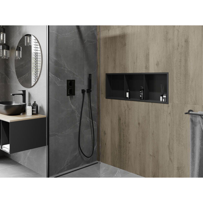 Mexen X-Wall-R recessed shelf with frame and shelf 90 x 30 cm, black - 1970903010S