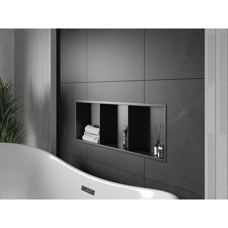 Mexen X-Wall-R niche shelf with flange and shelf 90 x 30 cm, black - 1970903010S
