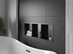 Mexen X-Wall-R shower niche with flange and shelf 90 x 30 cm, Black - 1970903010S